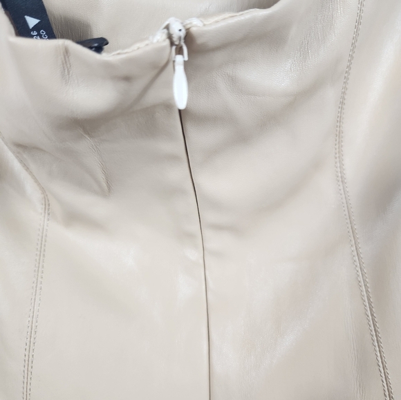 Zara Faux Leather Strapless Bloggers Favorite Back Slit Midi Dress Cream Small - Picture 7 of 16